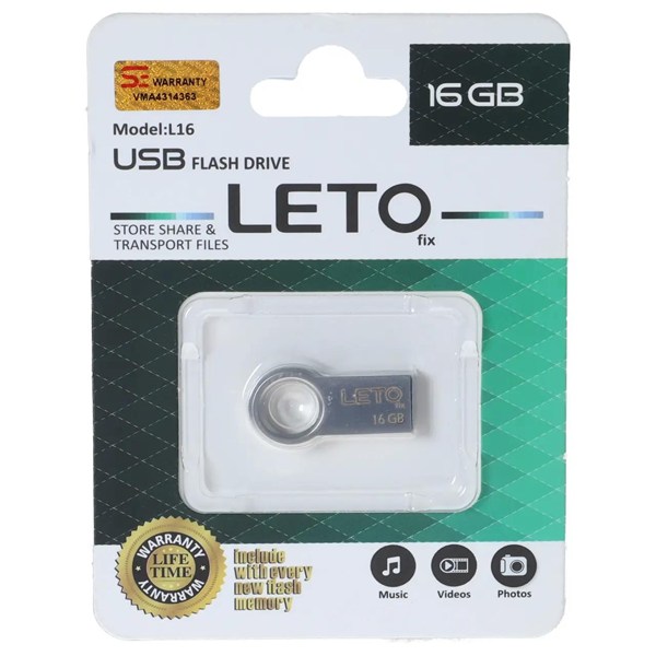فلش مموری Leto Fix مدل L16 USB2.0 ظرفیت 16GB - نقره ای