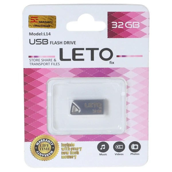 فلش مموری Leto Fix مدل L14 USB2.0 ظرفیت 32GB - نقره ای