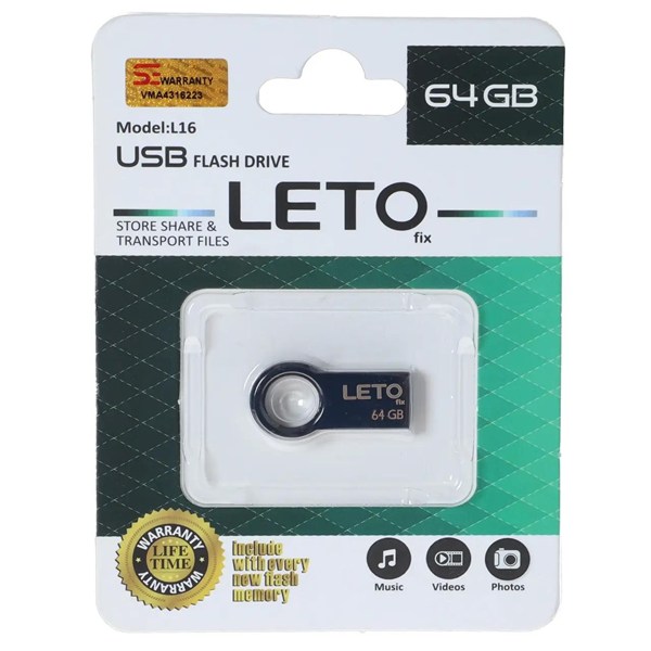 فلش مموری Leto Fix مدل L16 USB2.0 ظرفیت 64GB - مشکی