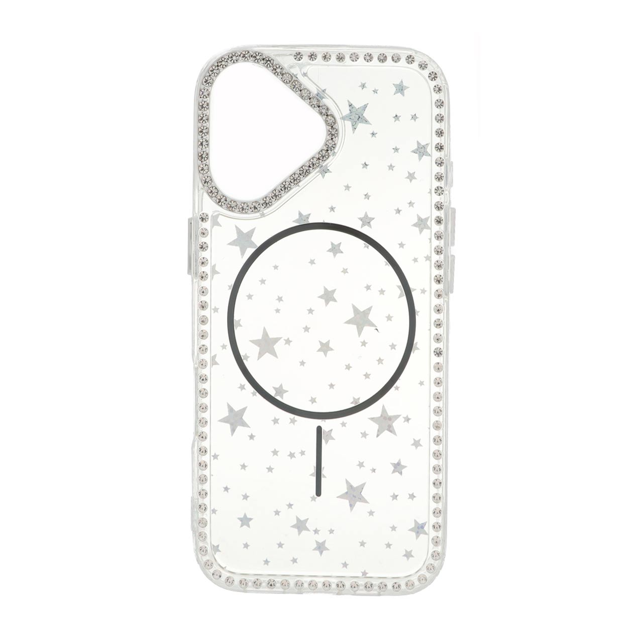 قاب Star شفاف طرح مگ سیف نگین دار Apple iPhone 16 - مشکی