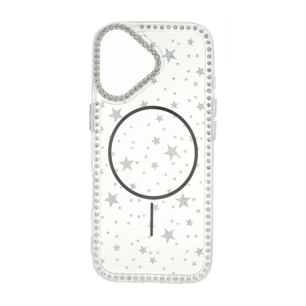قاب Star شفاف طرح مگ سیف نگین دار Apple iPhone 16 - مشکی