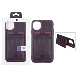 قاب اورجینال HDD چرمی جاکارتی مگنتی استندشو Apple iPhone 12 Pro / iPhone 12 - بنفش (پک دار)