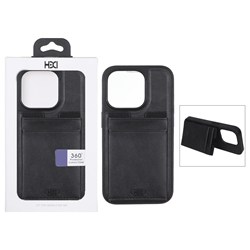 قاب اورجینال HDD چرمی جاکارتی مگنتی استندشو Apple iPhone 14 Pro - مشکی (پک دار)