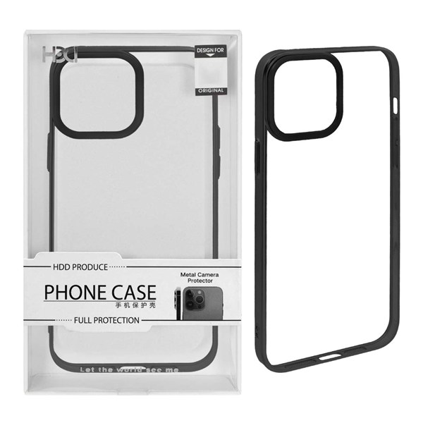 قاب اورجینال HDD شفاف لنز آلومینیومی Apple iPhone 15 Pro Max - مشکی (پک دار)