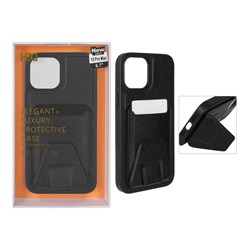قاب اورجینال HDD چرمی جاکارتی مگنتی استندشو Apple iPhone 12 Pro / iPhone 12 - مشکی (پک دار)