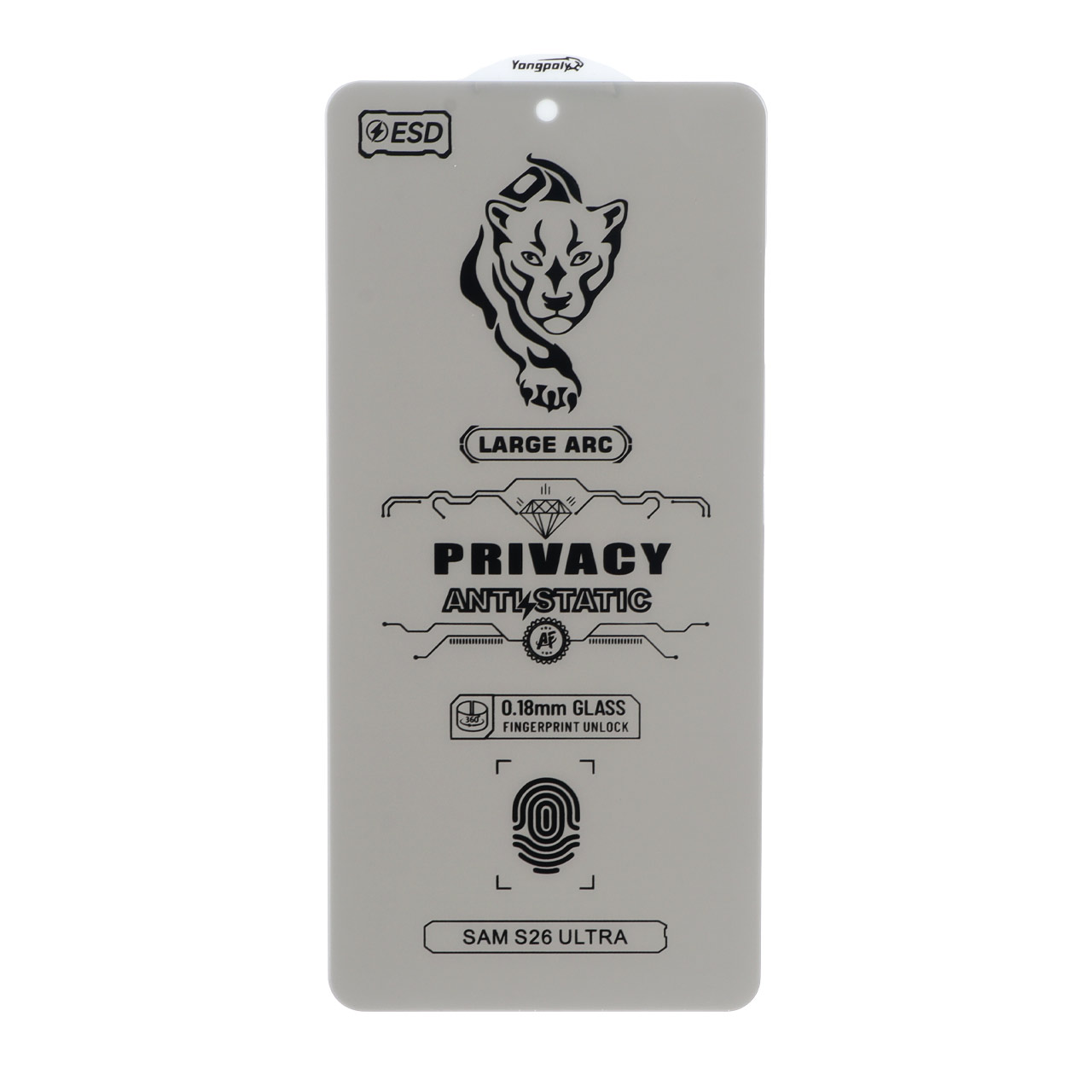 محافظ صفحه نمایش شیشه ای YongPoly 360 ESD Privacy بدون حاشیه Samsung Galaxy S26 Ultra