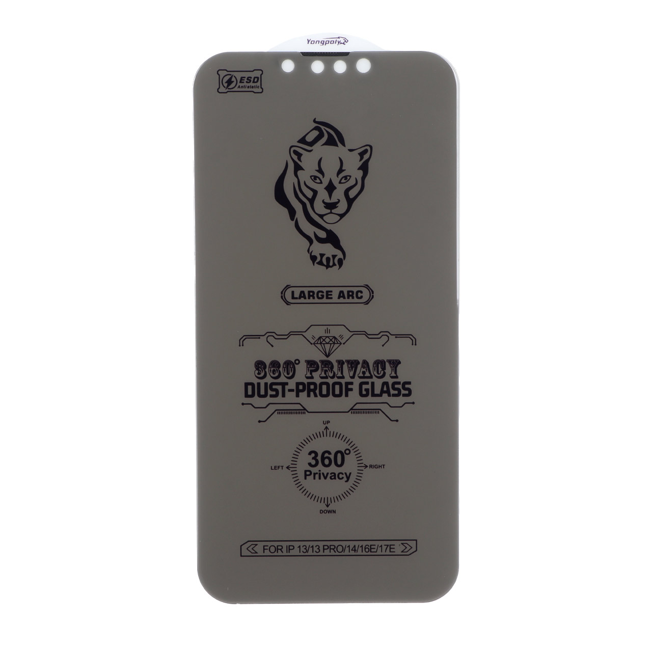 محافظ صفحه نمایش شیشه ای YongPoly 360 ESD Privacy بدون حاشیه توری دار Apple iPhone 13 / iPhone 13 Pro / iPhone 14 / 16e