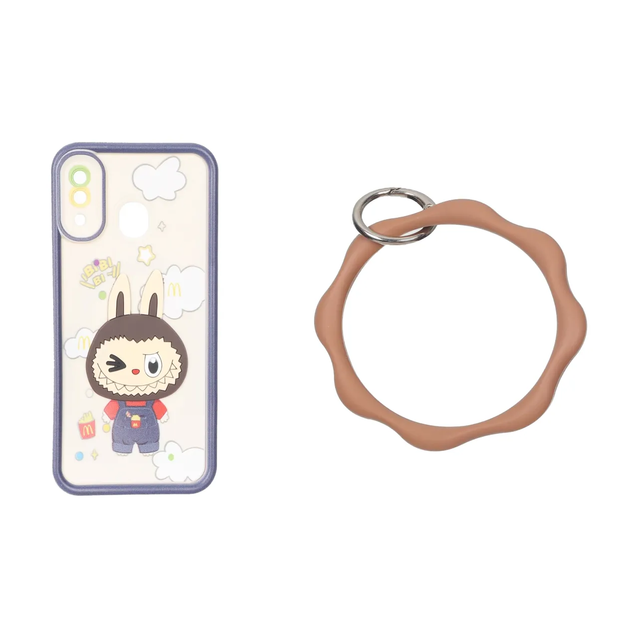 قاب Solid Case عروسک برجسته النگویی محافظ لنز رنگی Samsung Galaxy A30 / A20 - طرح 473