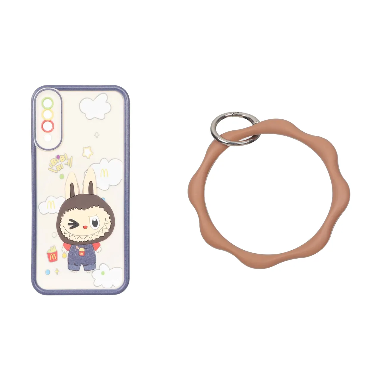 قاب Solid Case عروسک برجسته النگویی محافظ لنز رنگی Samsung Galaxy A70 / A70s - طرح 517