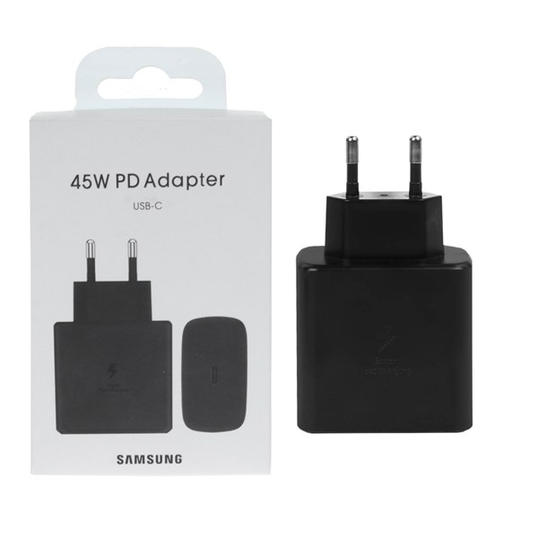 شارژر دیواری دو پین PD و فست تک پورت Samsung Type-C مدل TA845 45W - مشکی (گارانتی شش ماهه AZR)