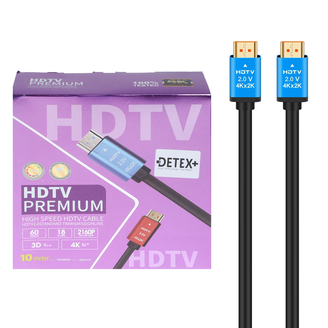 کابل 10 متری DETEX+ HDTV 4K - مشکی