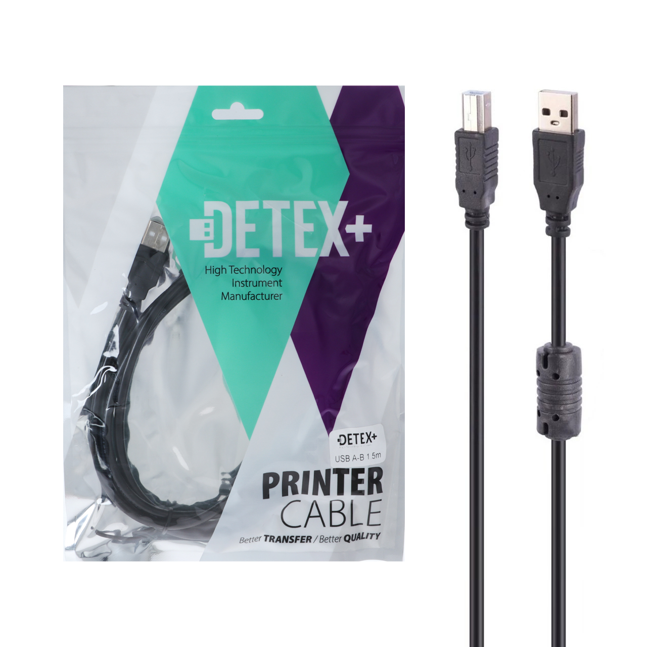 کابل پرینتر 1.5 متری +DETEX - مشکی