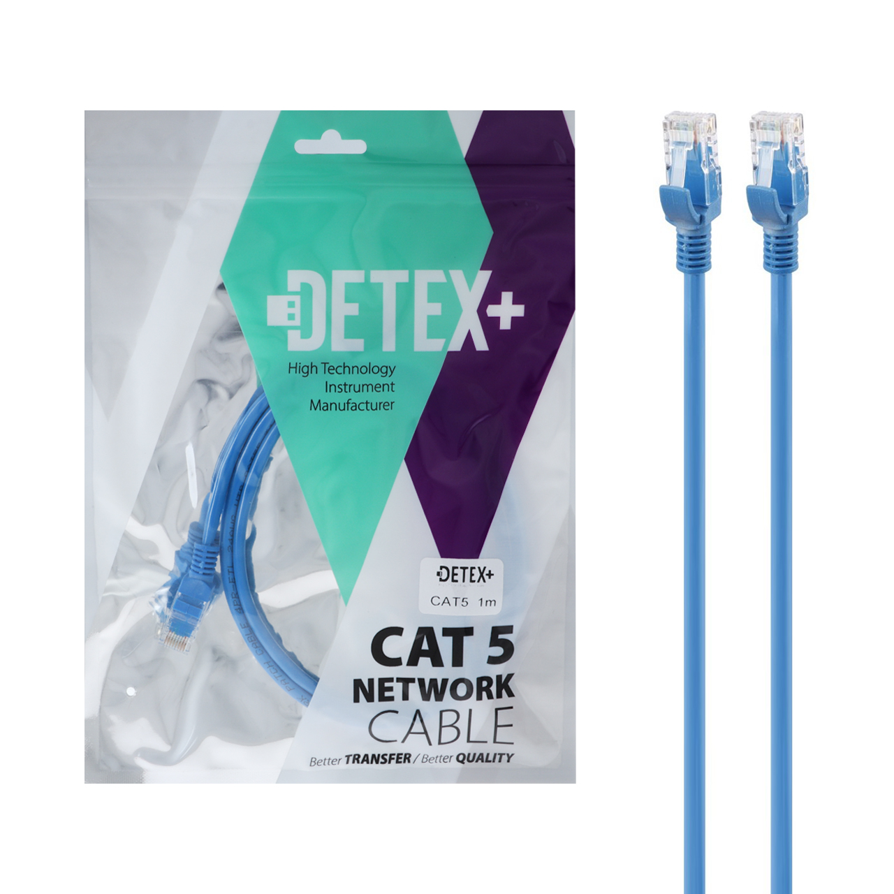 کابل شبکه 1 متری DETEX+ Cat5