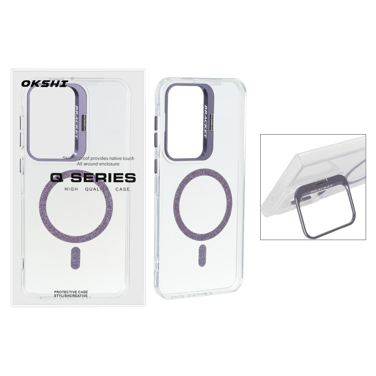 قاب Bracket شفاف Magsafe اکلیلی Samsung Galaxy A56 / A36 - بنفش (پک دار)