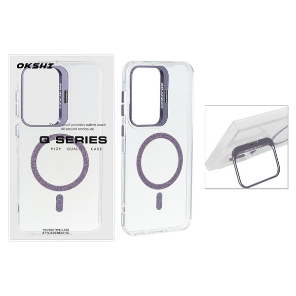 قاب Bracket شفاف Magsafe اکلیلی Samsung Galaxy A56 / A36 - بنفش (پک دار)