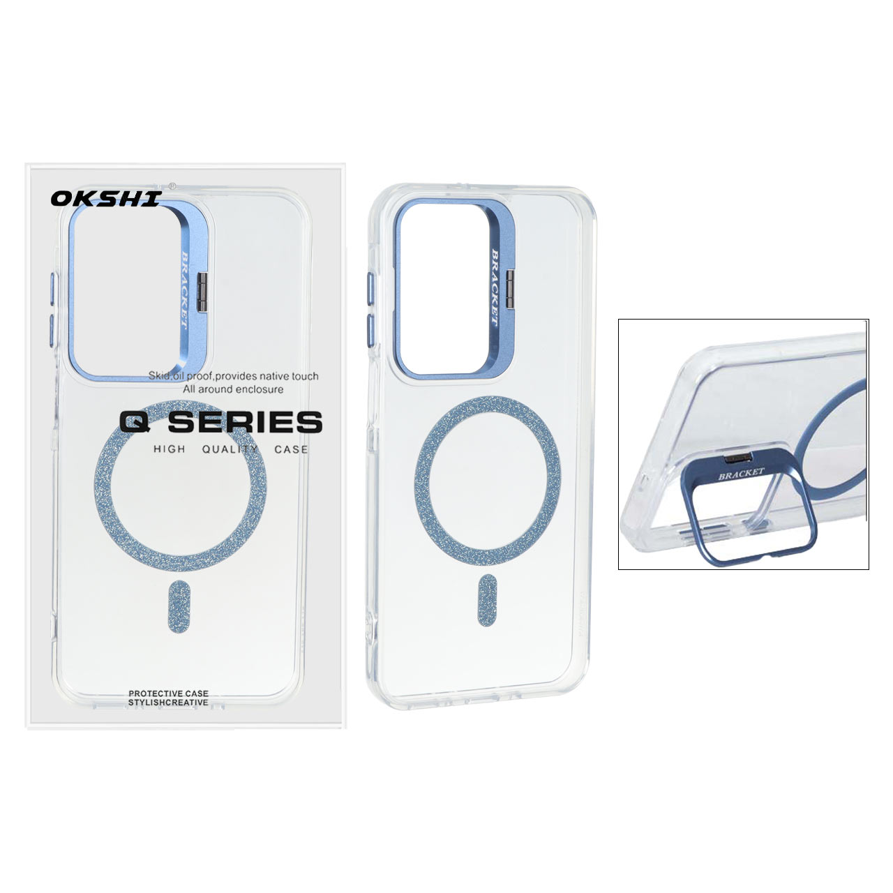 قاب Bracket شفاف Magsafe اکلیلی Samsung Galaxy A17 / A26 - آِبی (پک دار)