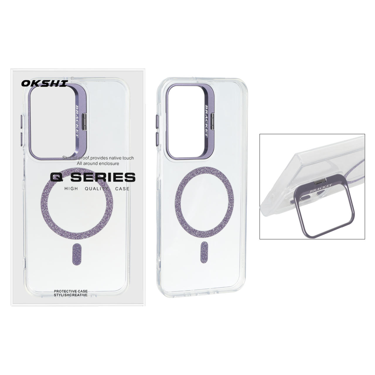 قاب Bracket شفاف Magsafe اکلیلی Samsung Galaxy A17 / A26 - بنفش (پک دار)