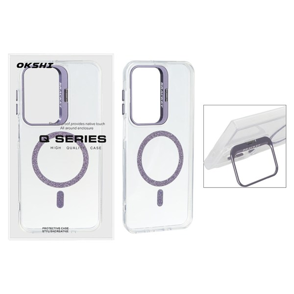قاب Bracket شفاف Magsafe اکلیلی Samsung Galaxy A17 / A26 - بنفش (پک دار)