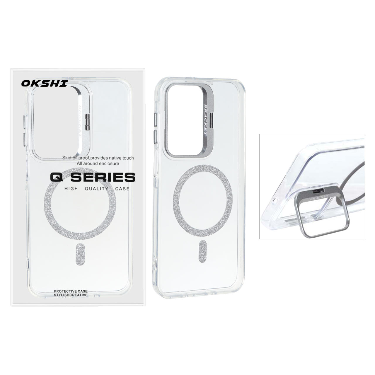 قاب Bracket شفاف Magsafe اکلیلی Samsung Galaxy A17 / A26 - نقره ای (پک دار)