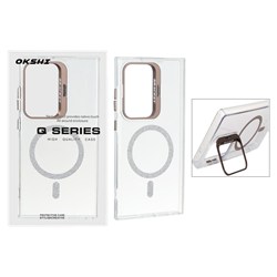 قاب Bracket شفاف Magsafe اکلیلی Samsung Galaxy S24 Ultra - قهوه ای (پک دار)