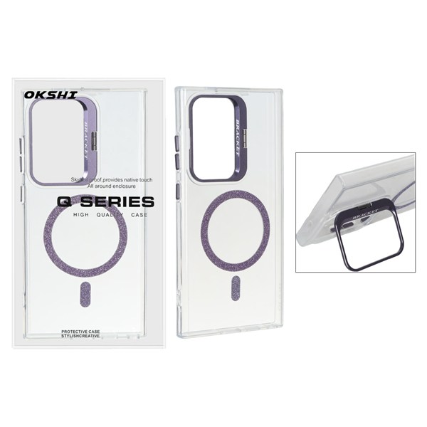 قاب Bracket شفاف Magsafe اکلیلی Samsung Galaxy S24 Ultra - بنفش (پک دار)