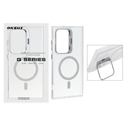 قاب Bracket شفاف Magsafe اکلیلی Samsung Galaxy S24 Ultra - نقره ای (پک دار)