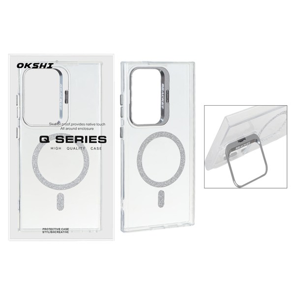 قاب Bracket شفاف Magsafe اکلیلی Samsung Galaxy S24 Ultra - نقره ای (پک دار)