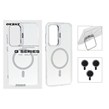 قاب Bracket شفاف Magsafe اکلیلی با ست محافظ لنز رینگی Samsung Galaxy S24 FE - نقره ای (پک دار)