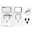 قاب Bracket شفاف Magsafe اکلیلی با ست محافظ لنز رینگی Apple iPhone 17 Pro Max - بنفش (پک دار)