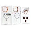 قاب Bracket شفاف Magsafe اکلیلی با ست محافظ لنز رینگی Apple iPhone 14 Pro Max - نارنجی (پک دار)