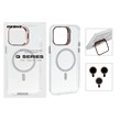 قاب Bracket شفاف Magsafe اکلیلی با ست محافظ لنز رینگی Apple iPhone 14 Pro Max - قهوه ای (پک دار)