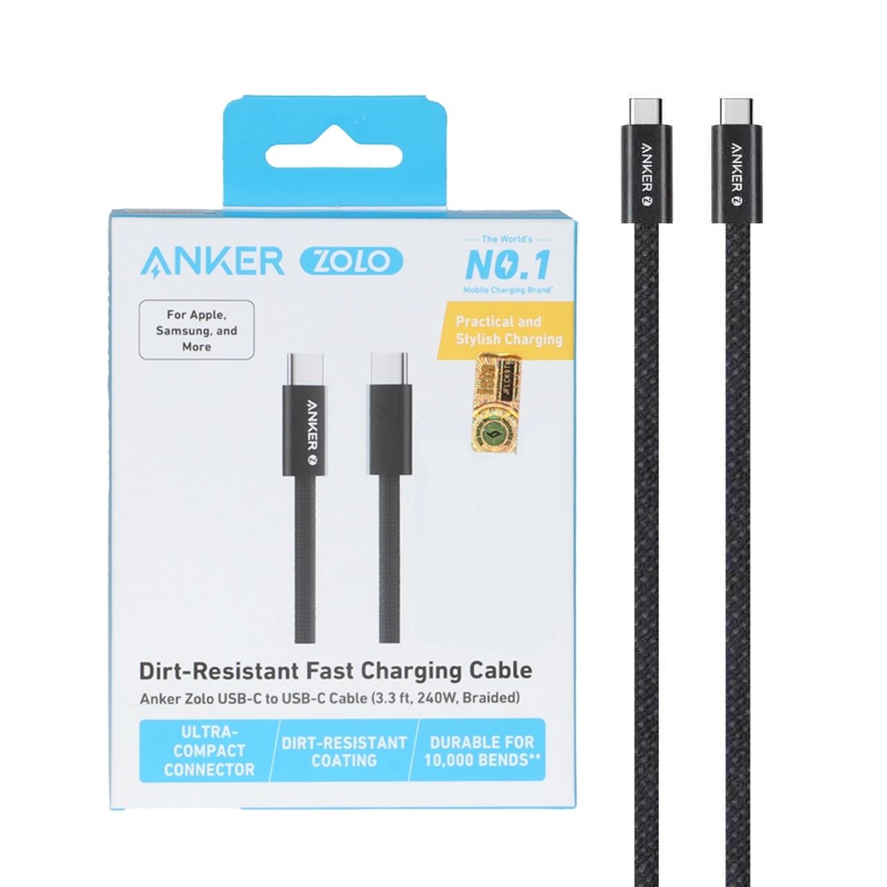 کابل شارژ فست 1.8 متری ANKER Type-C to Type-C مدل A8060H12 240W - مشکی (گارانتی 18 ماهه شرکتی)