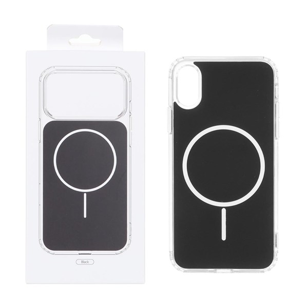 قاب پشت رنگی دور ژله ای با قابلیت شارژ MagSafe مدل Apple iPhone X / iPhone XS - مشکی (پک دار)