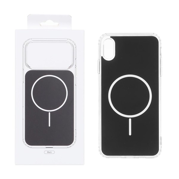قاب پشت رنگی دور ژله ای با قابلیت شارژ MagSafe مدل Apple iPhone X Max / iPhone XS Max - مشکی (پک دار)