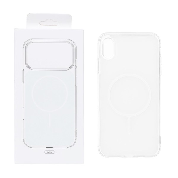 قاب پشت رنگی دور ژله ای با قابلیت شارژ MagSafe مدل Apple iPhone X Max / iPhone XS Max - سفید (پک دار)