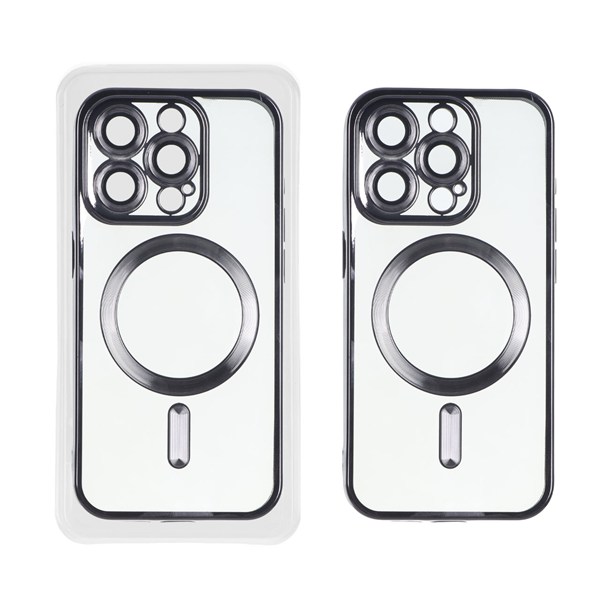 قاب اورجینال الکترواستاتیک Magsafe لنز گلس دار Apple iPhone 15 Pro - مشکی (پک دار)
