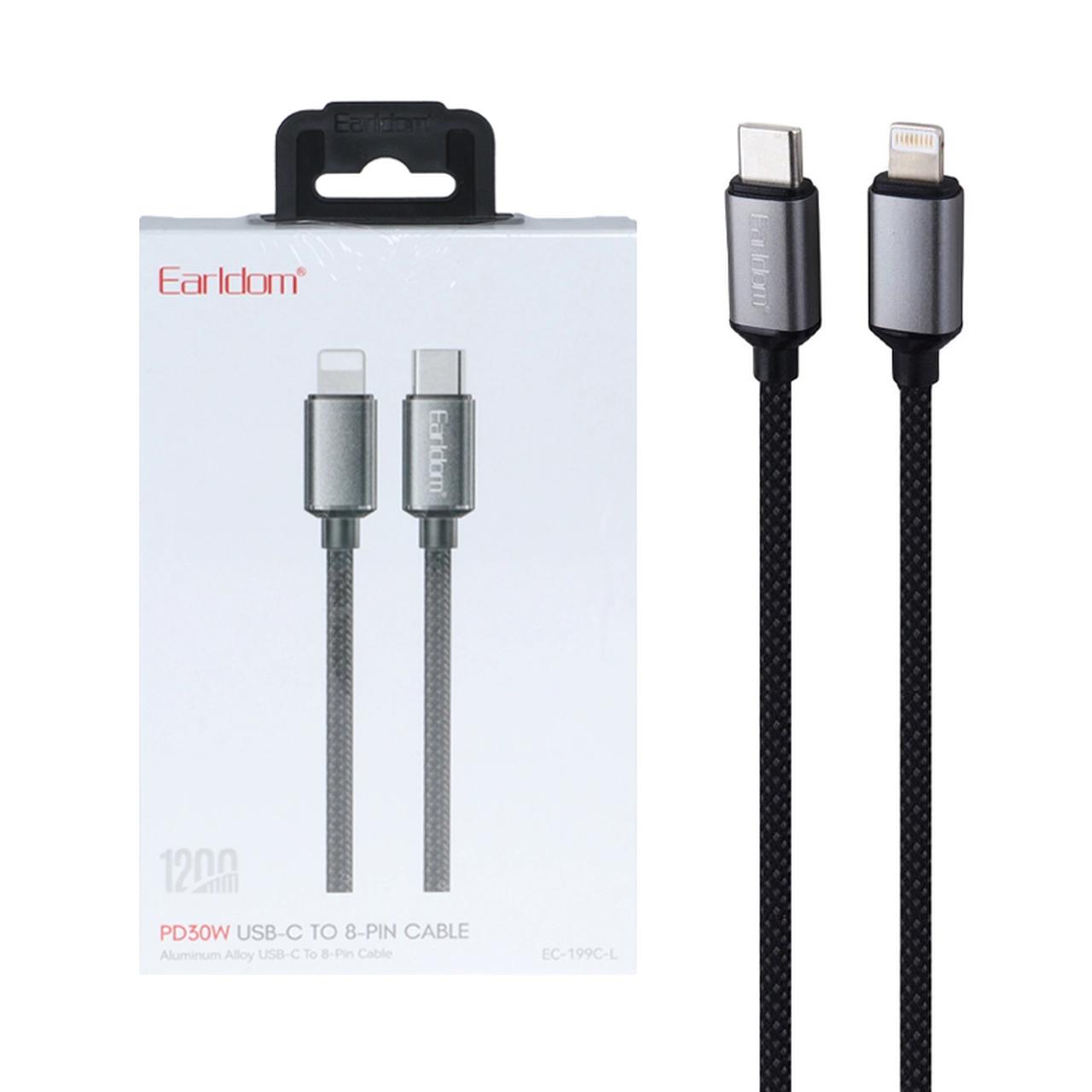 کابل شارژ PD و فست 1.2 متری Earldom Type-C To Lightning مدل EC-199C-L 30W - مشکی