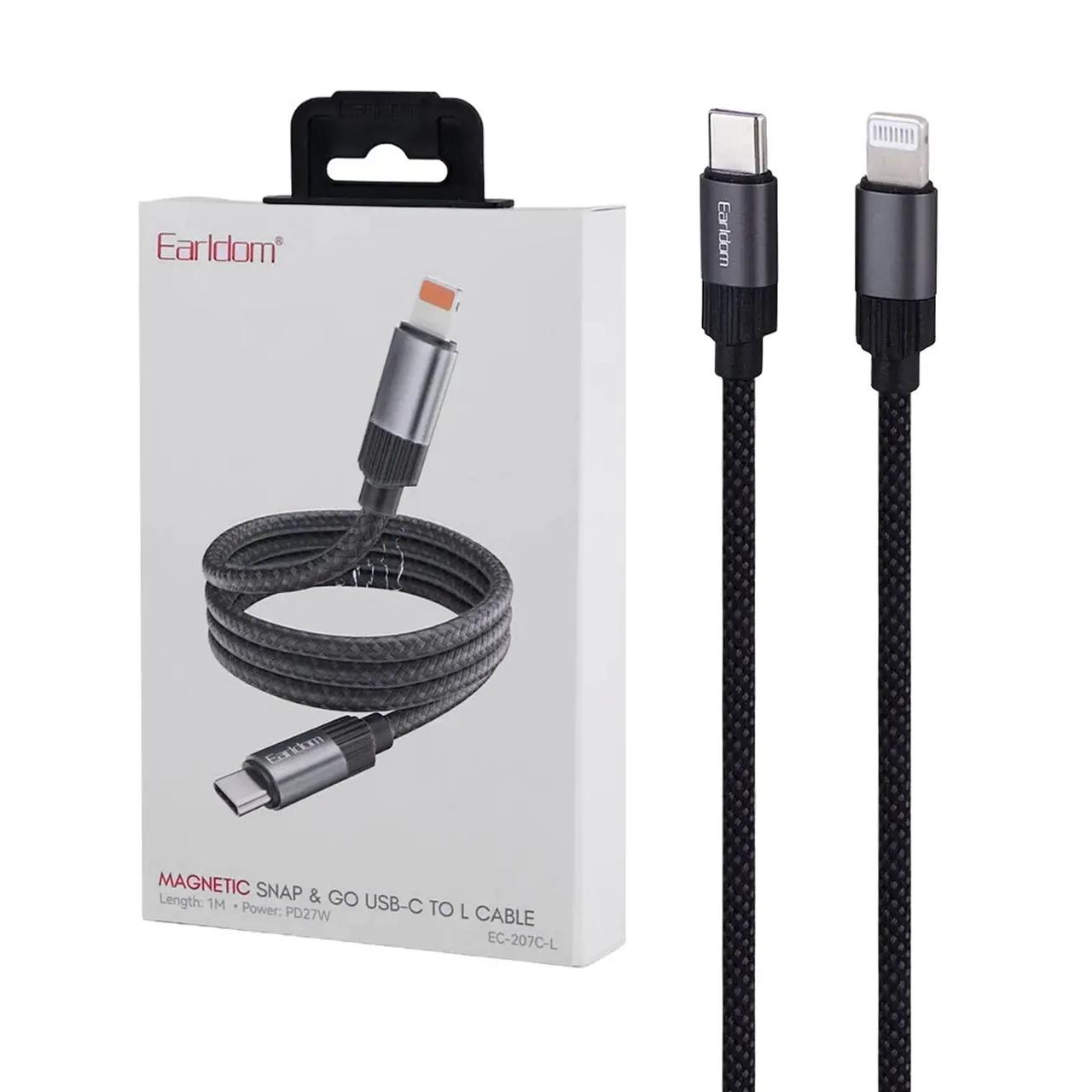 کابل شارژ PD و فست Earldom Type-C To Lightning مدل EC-207C-L 27W - مشکی