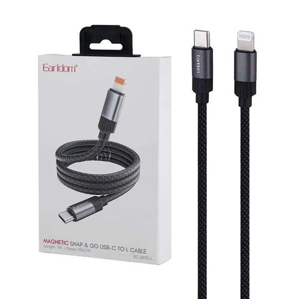 کابل شارژ PD و فست Earldom Type-C To Lightning مدل EC-207C-L 27W - مشکی