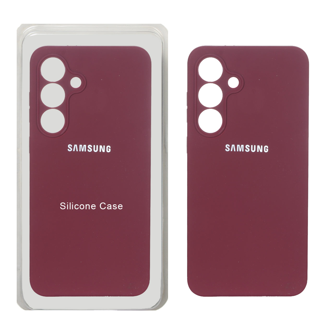 قاب سیلیکونی پاک کنی محافظ لنزدار اورجینال Samsung Galaxy S25 FE - زرشکی (پک دار)
