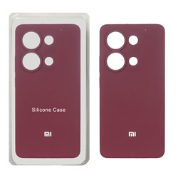 قاب سیلیکونی پاک کنی محافظ لنزدار اورجینال Xiaomi Redmi Note 14S / Note 13 Pro 4G / Poco M6 Pro 4G - زرشکی (پک دار)
