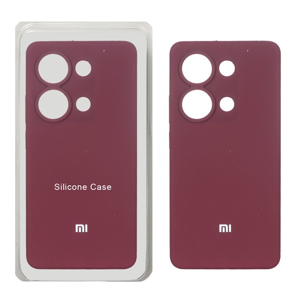 قاب سیلیکونی پاک کنی محافظ لنزدار اورجینال Xiaomi Redmi Note 14S / Note 13 Pro 4G / Poco M6 Pro 4G - زرشکی (پک دار)