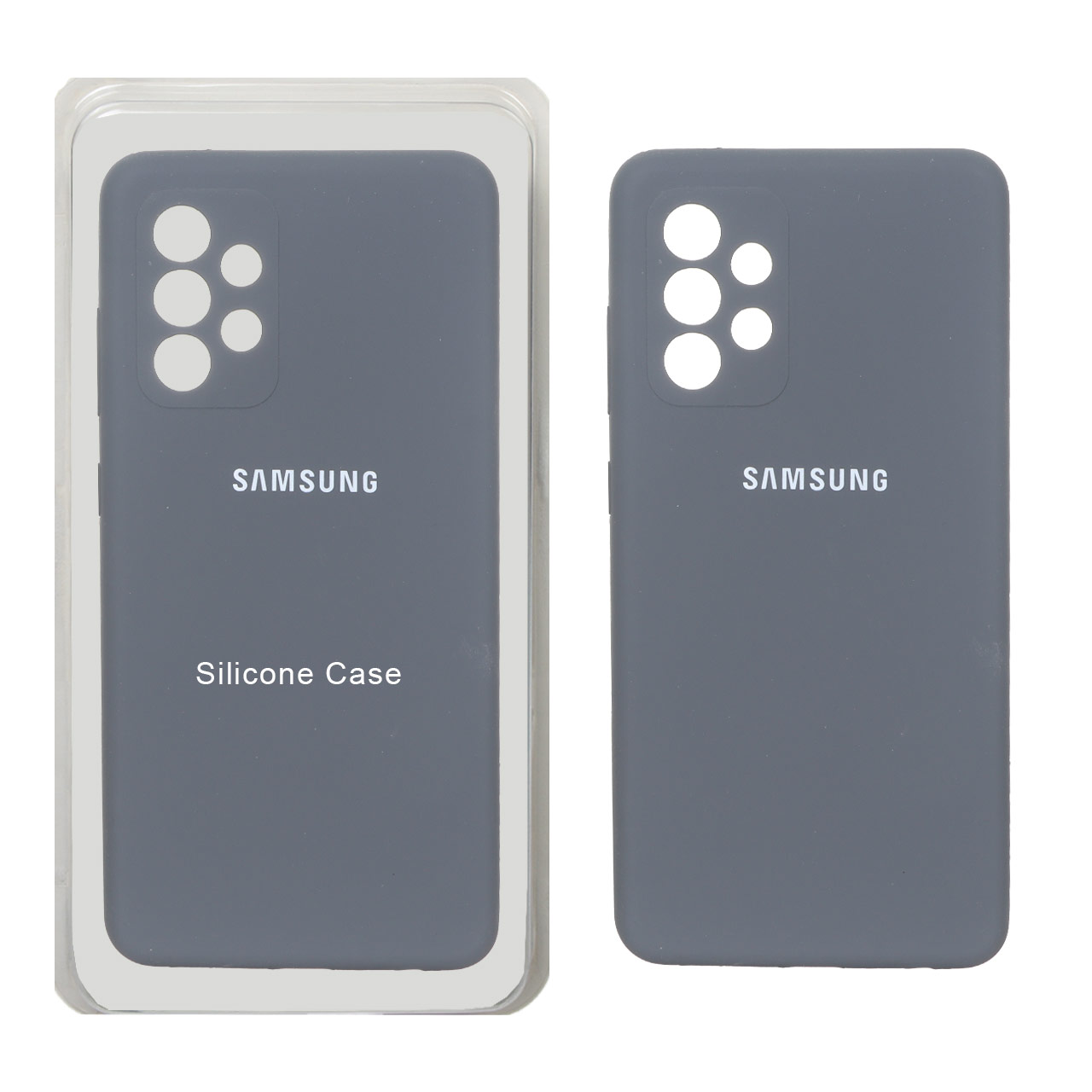 قاب سیلیکونی پاک کنی محافظ لنزدار اورجینال Samsung Galaxy A52 / A52s - خاکستری (پک دار)