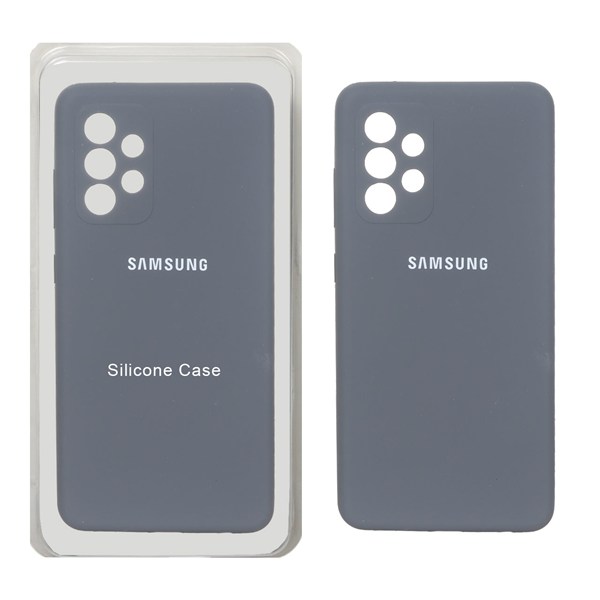 قاب سیلیکونی پاک کنی محافظ لنزدار اورجینال Samsung Galaxy A52 / A52s - خاکستری (پک دار)