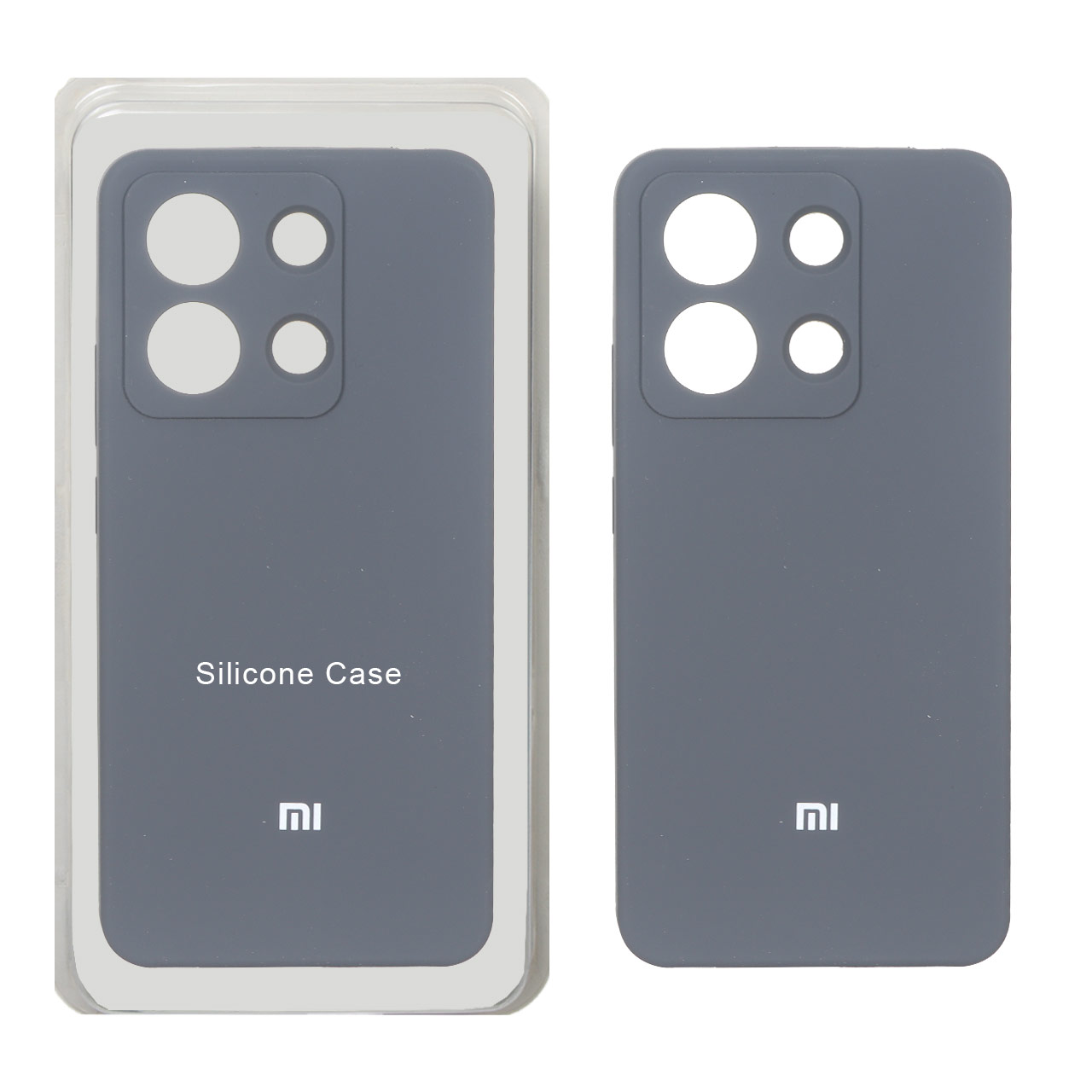 قاب سیلیکونی پاک کنی محافظ لنزدار اورجینال Xiaomi Redmi Note 13 4G - خاکستری (پک دار)