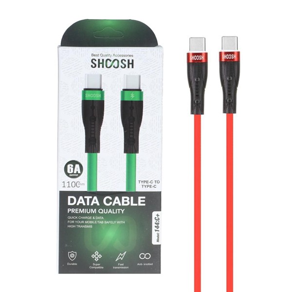 کابل شارژ 1.1 متری فست Shoosh Type-C To Type-C مدل +144C - قرمز - SMO