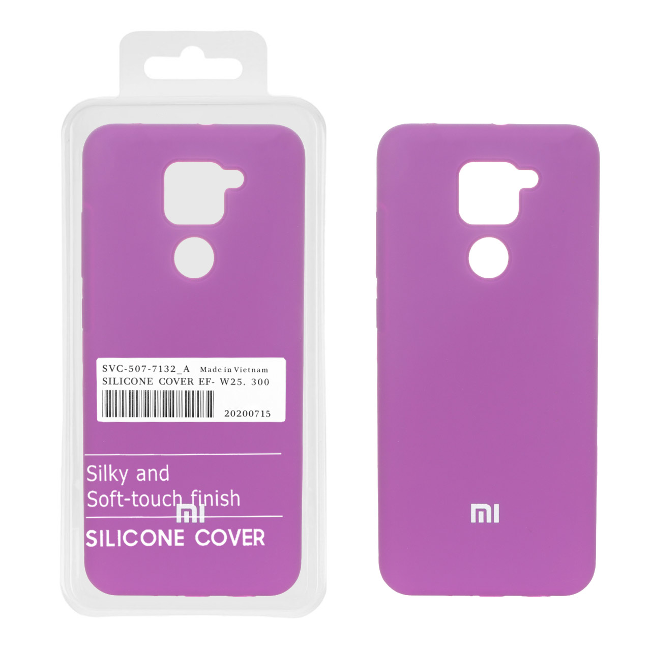 قاب سیلیکونی پاک کنی اورجینال درجه یک Xiaomi Redmi Note 9 / Redmi 10X 5G / Redmi 10X Pro 5G - ارغوانی (پک دار)