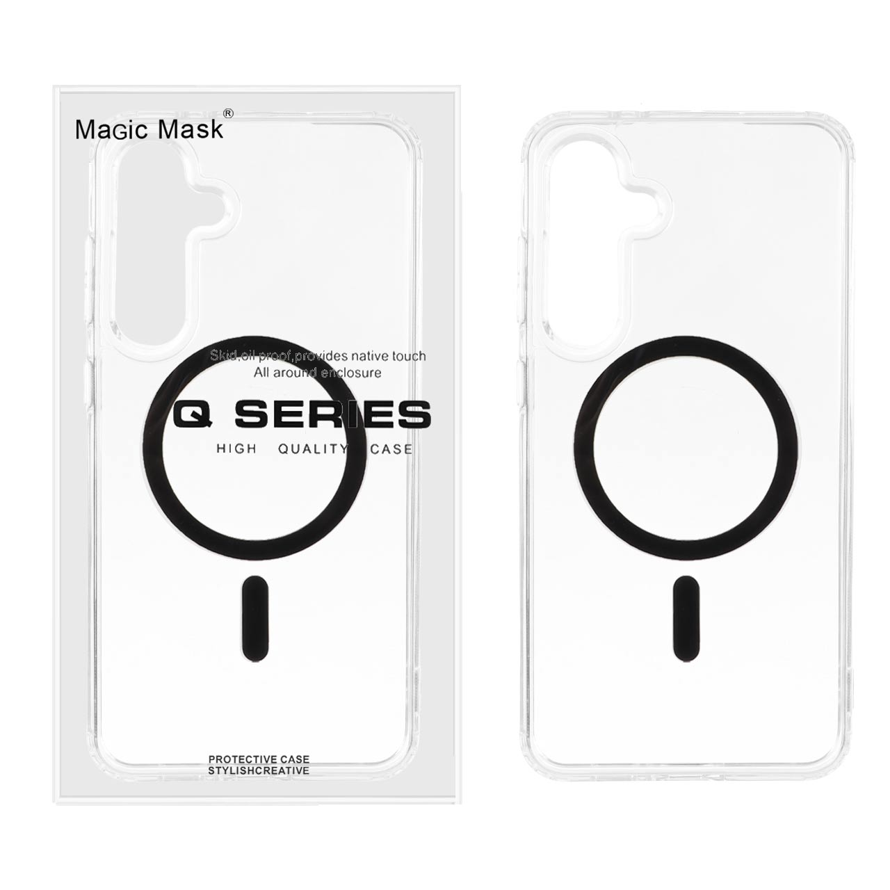 قاب اورجینال Magic Mask پشت سخت شفاف MagSafe دور ژله ای Samsung Galaxy A35 / A55 - مشکی (پک دار)