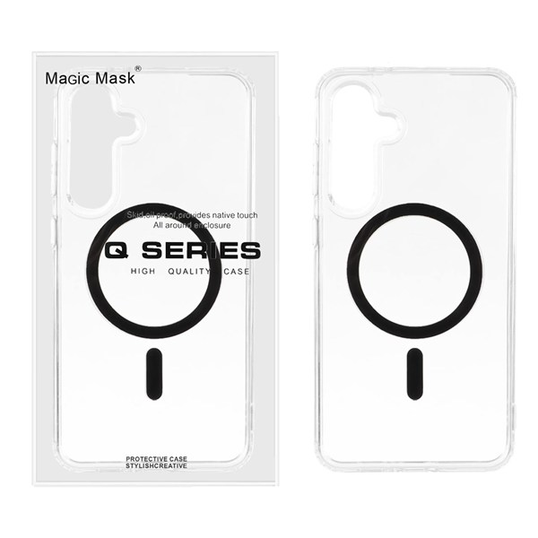 قاب اورجینال Magic Mask پشت سخت شفاف MagSafe دور ژله ای Samsung Galaxy A35 / A55 - مشکی (پک دار)