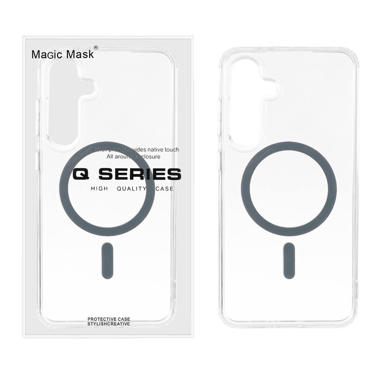 قاب اورجینال Magic Mask پشت سخت شفاف MagSafe دور ژله ای Samsung Galaxy A35 / A55 - خاکستری (پک دار)